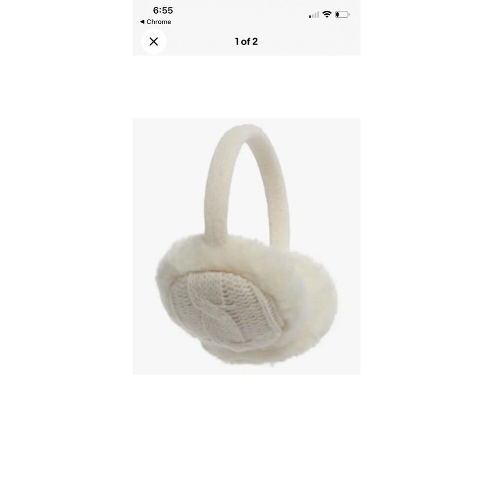 Vince Camuto Faux Fur Cable Knit Ear Muffs Ivory NWT